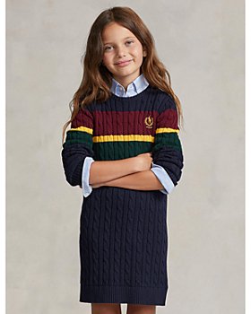 Ralph Lauren - Girls' Striped Cable-Knit Cotton Sweater Dress - Little Kid, Big Kid