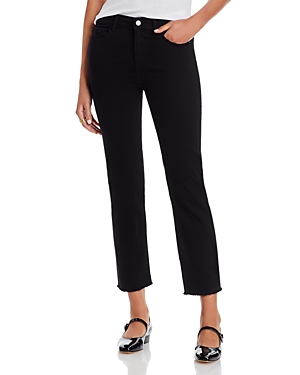 DL1961 Mara Mid Rise Instasculpt Straight Ankle Jeans in Black Peached Raw