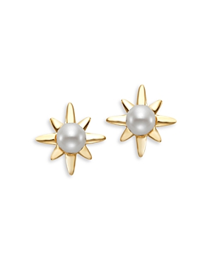Bloomingdale's Cultured Freshwater Pearl Star Stud Earrings In 14k Yellow Gold In White/gold