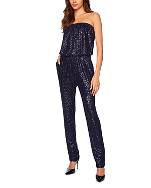 Susana Monaco Sequin Strapless Jumpsuit In Thunder