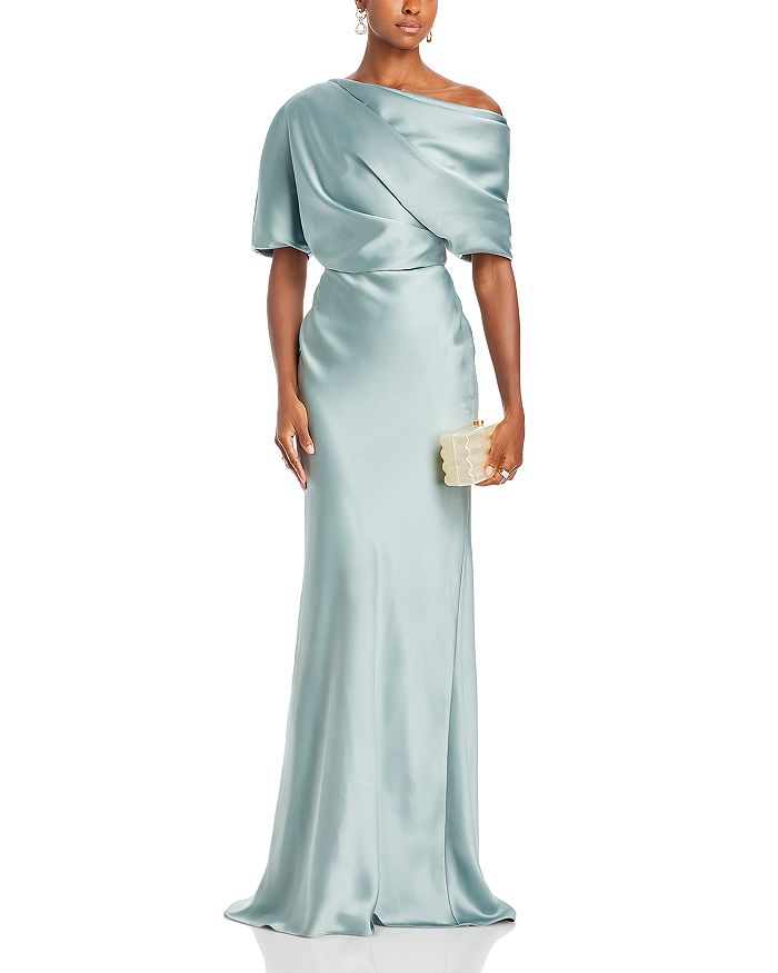 Amsale Draped Satin One Shoulder Dress | Bloomingdale's