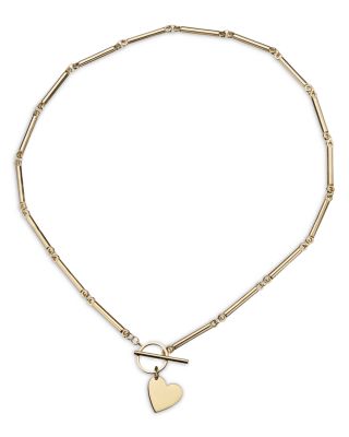 Jennifer Zeuner Melody Heart Pendant Bar Necklace in 18K Gold Plated Sterling Silver, 14