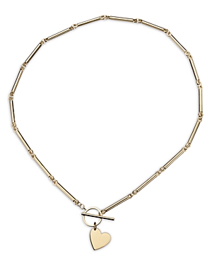 Jennifer Zeuner Melody Heart Pendant Bar Necklace in 18K Gold Plated Sterling Silver, 14