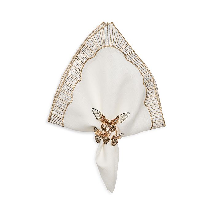 Kim Seybert Frame Napkin in White, Gold & Silver