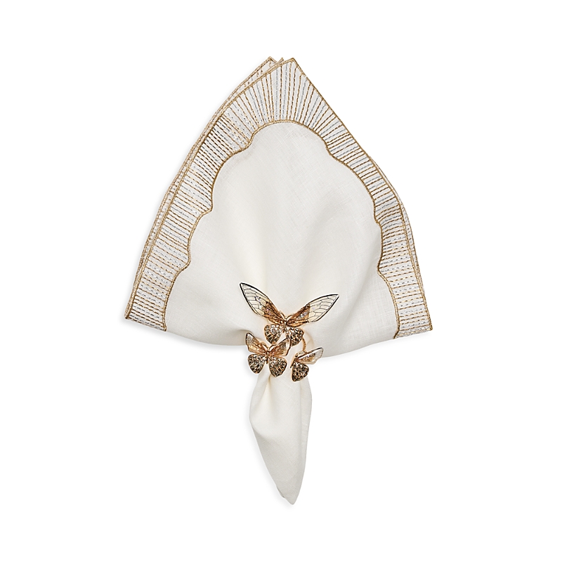 Kim Seybert Frame Napkin In White, Gold & Silver