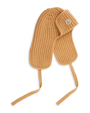 Moncler Wool Ribbed Aviator Hat In Yellow