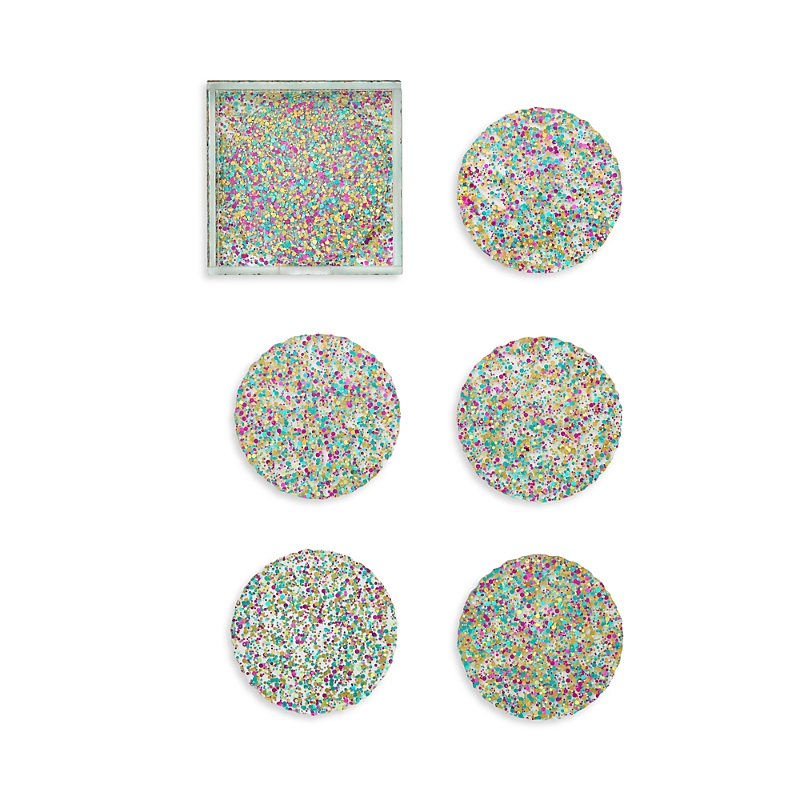 Kim Seybert Prism Coaster In Multi, Set Of 6 In A Caddy
