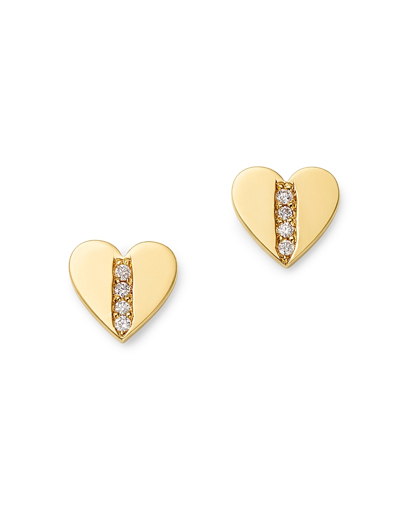 Zoë Chicco Women's Midi Bitty Symbols 14k Yellow Gold & Diamond Heart Stud Earring In Gold