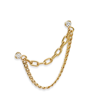 Shop Zoë Chicco 14k Yellow Gold Prong Diamonds Diamond Double Chain Linked Earring