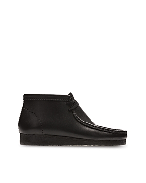 Shop Clarks Men's Wallabee Boots In Black Leather