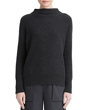 Shop Vince Boiled Cashmere Funnel Neck Sweater In Heather Charcoal
