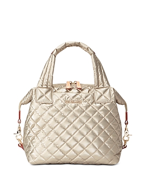 Mz Wallace Sutton Deluxe Small Quilted Metallic Tote Bag In Quartz Pearl/light Gold