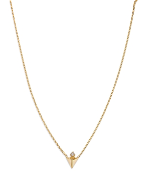 ZOË CHICCO 14K YELLOW GOLD PRONG DIAMONDS DIAMOND ACCENT PYRAMID PENDANT NECKLACE, 14-16