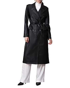 Bagatelle Faux Leather Trench Coat In Black