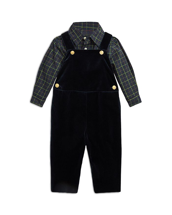 Ralph Lauren - Boys' Plaid Cotton Shirt & Velvet Overalls Set - Baby