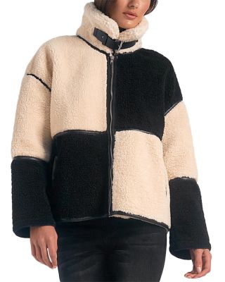 Elan - Faux Fur Colorblocked Coat