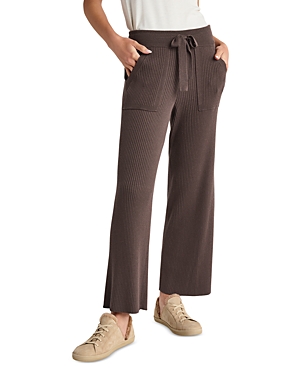 Splendid Georgie Rib Wide Leg Crop Pants In Chocolate