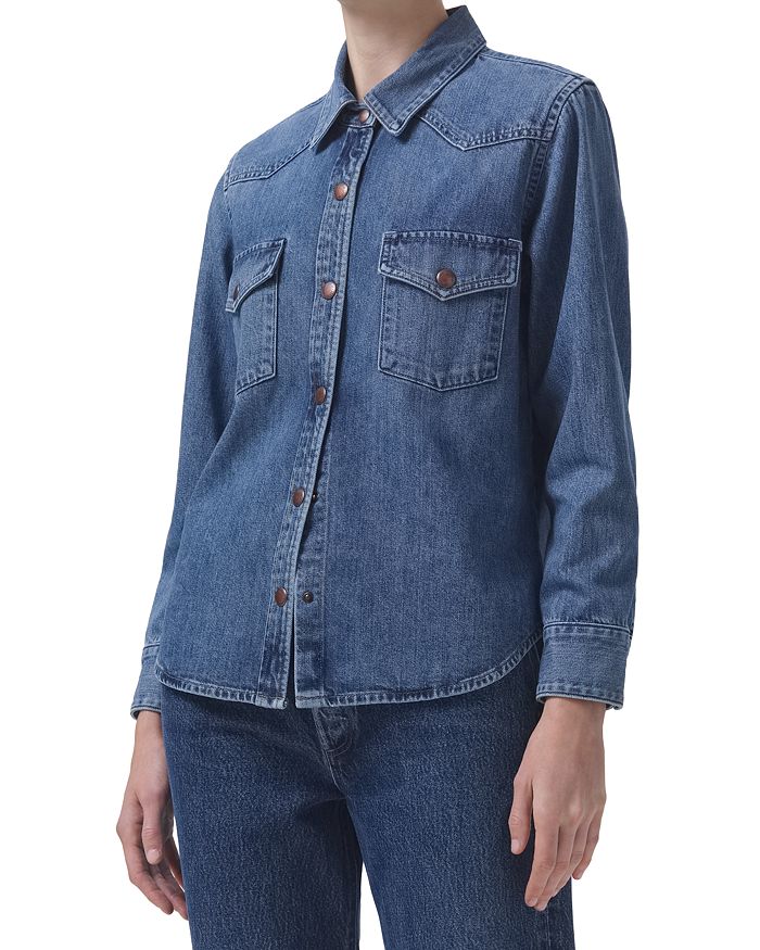 Versace Americana Fit Short Sleeve Denim Shirt - 50 Blue