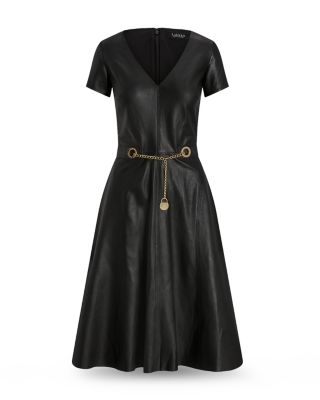 Ralph Lauren Leather Fit And Flare Dress | Bloomingdale's Women
