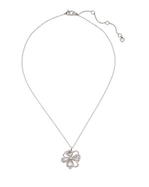 Shop Kate Spade New York Precious Bloom Crystal & Imitation Pearl Flower Mini Pendant Necklace In Silver