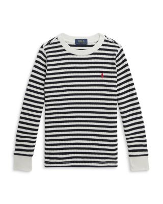 Ralph Lauren Boys' Striped Waffle Cotton Long Sleeved Tee - Little