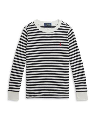 Ralph Lauren Boys' Striped Waffle Cotton Long Sleeved Tee - Little