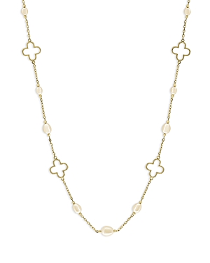 Bloomingdale's Cultured Freshwater Pearl Flower Collar Necklace In 14k Yellow Gold, 16.5