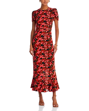 Shop Rhode Lulani Floral Print Midi Dress In Flora Splash
