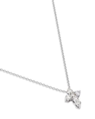 Diamond Cross Pendant Necklace in 14K White Gold, 0.30 tcw