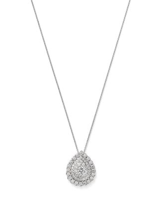 Bloomingdale's Fine Collection Diamond Pear Halo Cluster Pendant Necklace in 14K White Gold, 1.0 ct. t. w.