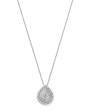 Bloomingdale's Diamond Pear Halo Cluster Pendant Necklace in 14K White Gold, 1.0 ct. t.w.