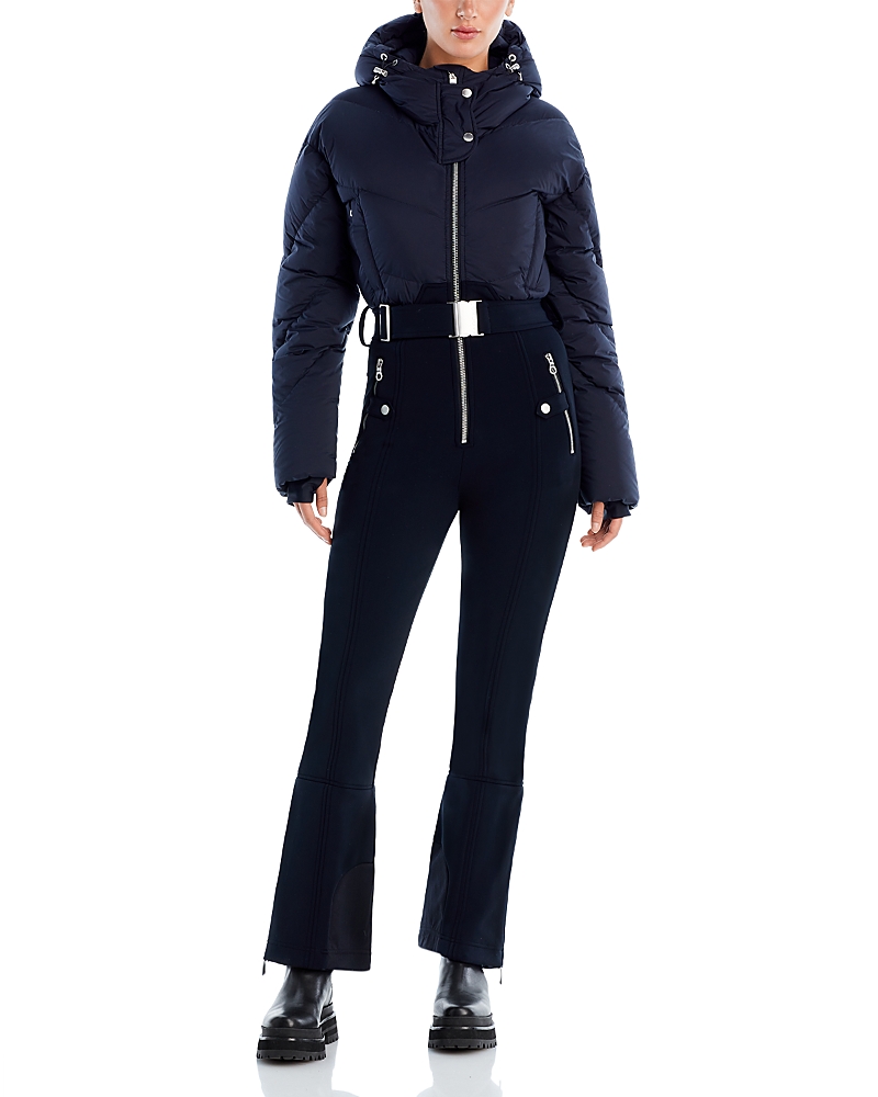 Cordova Sommet Hooded Belted Padded Ski Suit In Onyx