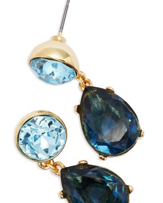 Blue Tonal Stone Drop Earrings in Gold Tone
