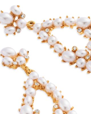 Imitation Pearl Cluster Drop Earrings in Gold Tone
