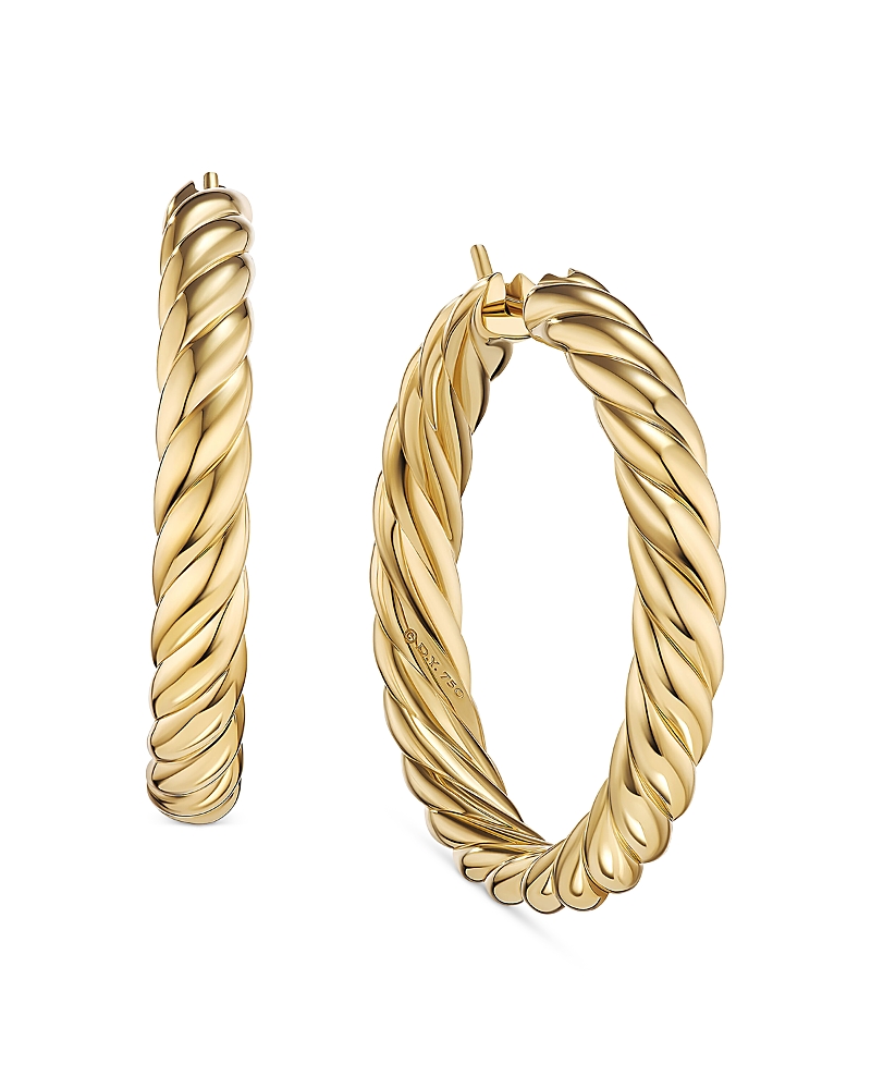 Sculpted Cable Hoop Earrings in 18K Yellow Gold, 38mm