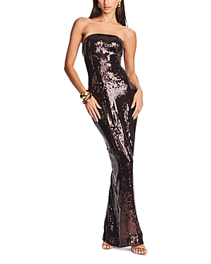 Retroféte Ember Strapless Gown In Dark Choco