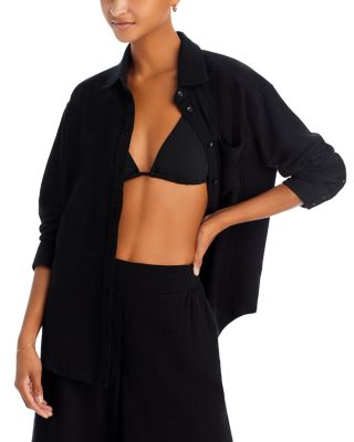 Echo - Gauze Boyfriend Shirt Swim Cover-Up