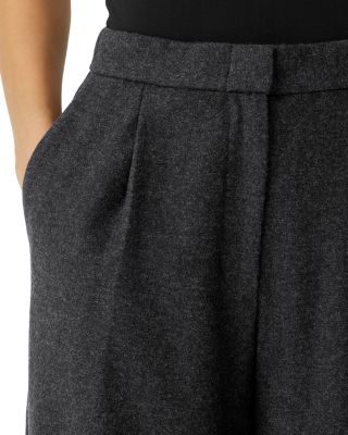 Wool Pleated Wide Leg Pants