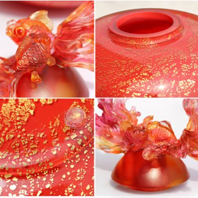 Golden Jade Joy, a Vase of Riches Crystal Figure