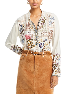 Shop Johnny Was Mabel Embroidered Blouse In Shell