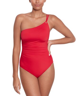 Ralph Lauren Double Strap One Shoulder One Piece Swimsuit