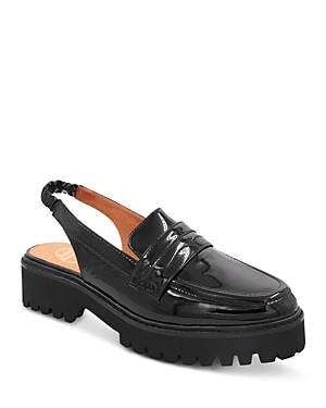 Shop Andre Assous Women's Rita Almond Toe Patent Slingback Loafers In Black Patent
