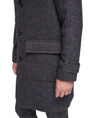Wexford Textured Herringbone Relaxed Fit Long Overcoat 