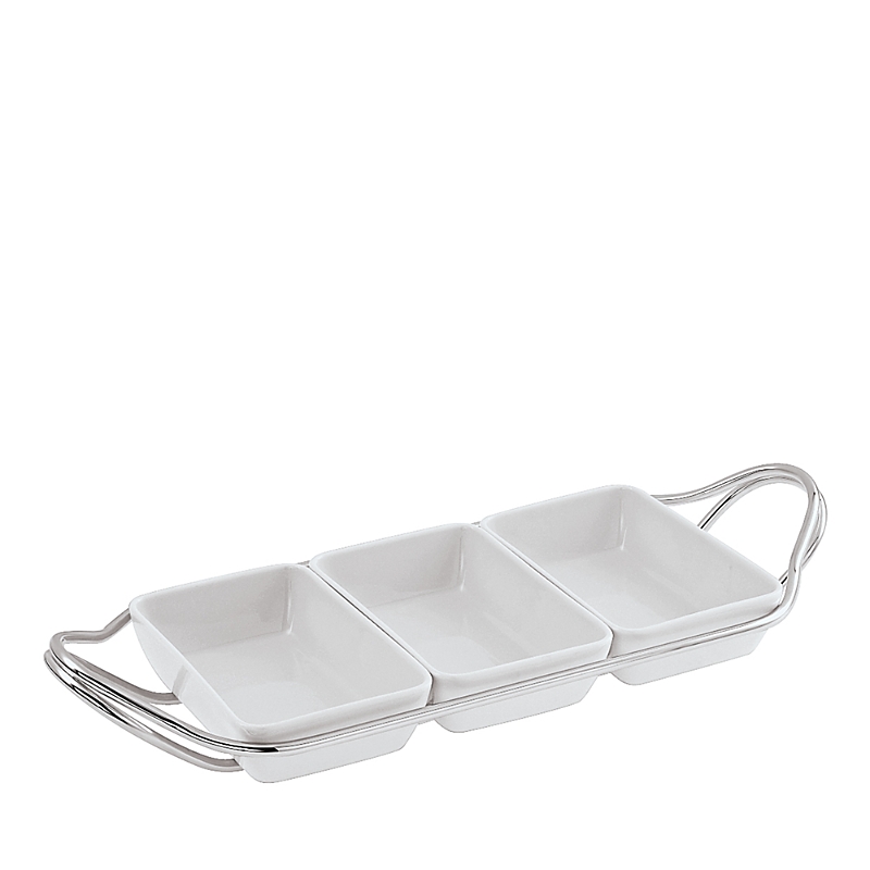 Sambonet New Living 3-section Hors D'oeuvre Tray With Holder In White