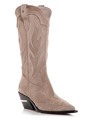 Shop Anine Bing Women's Tania Western Embroidered Boots In Taupe