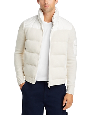 Shop Moncler Quilted Cardigan In Open White