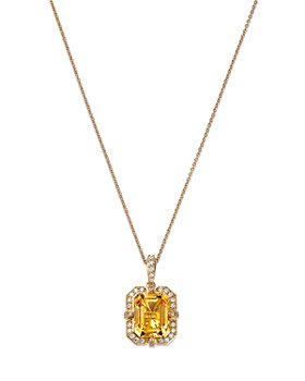 Bloomingdale's - Citrine & Diamond Halo Pendant Necklace in 14K Yellow Gold
