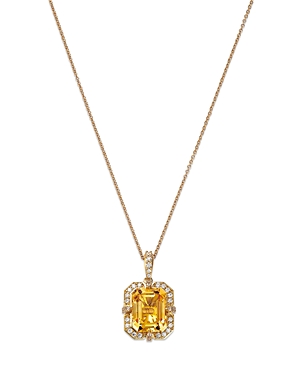 Bloomingdale's Citrine & Diamond Halo Pendant Necklace In 14k Yellow Gold In Orange/gold
