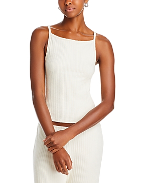 Donni Ribbed Sweater Tank In Creme