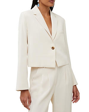 Shop French Connection Harry Cropped Blazer In Classic Cream